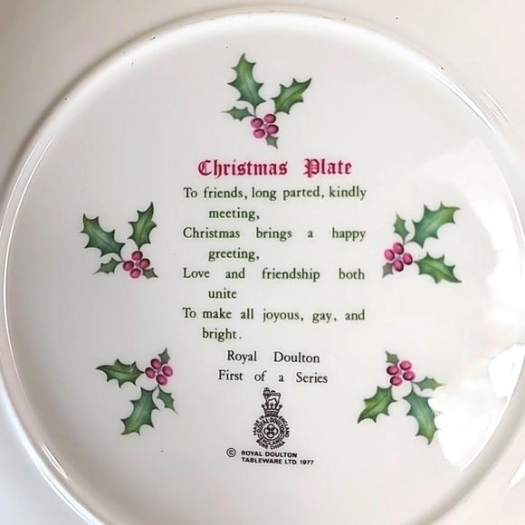 Vintage 1977 Christmas Collectible Plate. Royal Doulton First in Series - Picture 6 of 7